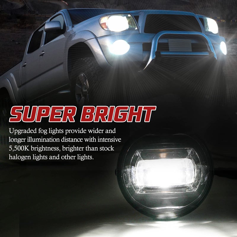BUNKER INDUST Fog Lights for Tacoma 2005-2011/ Solara 2004-2006/ Sequoia 2008-2015/ Tundra 2007-2013, Bumper Driving Fog lamp Kit Fog Light with Adapter Extension Harness - Image 4